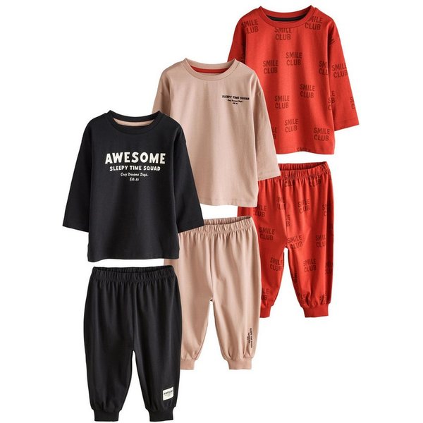 Next Pyjama Schlafanzüg, lange Ärmel und Jogginghose, 3er-Pack (6 tlg)