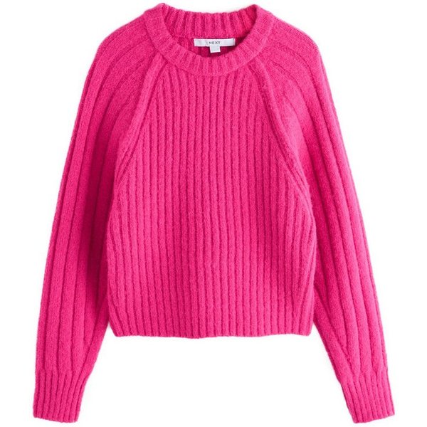 Next Rundhalspullover Gerippter Rundhals-Pullover aus Wollgemisch (1-tlg)