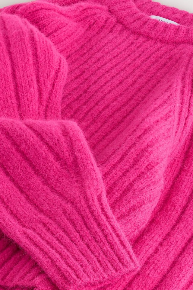 Next Rundhalspullover Gerippter Rundhals-Pullover aus Wollgemisch (1-tlg) – Bild 3 von 3