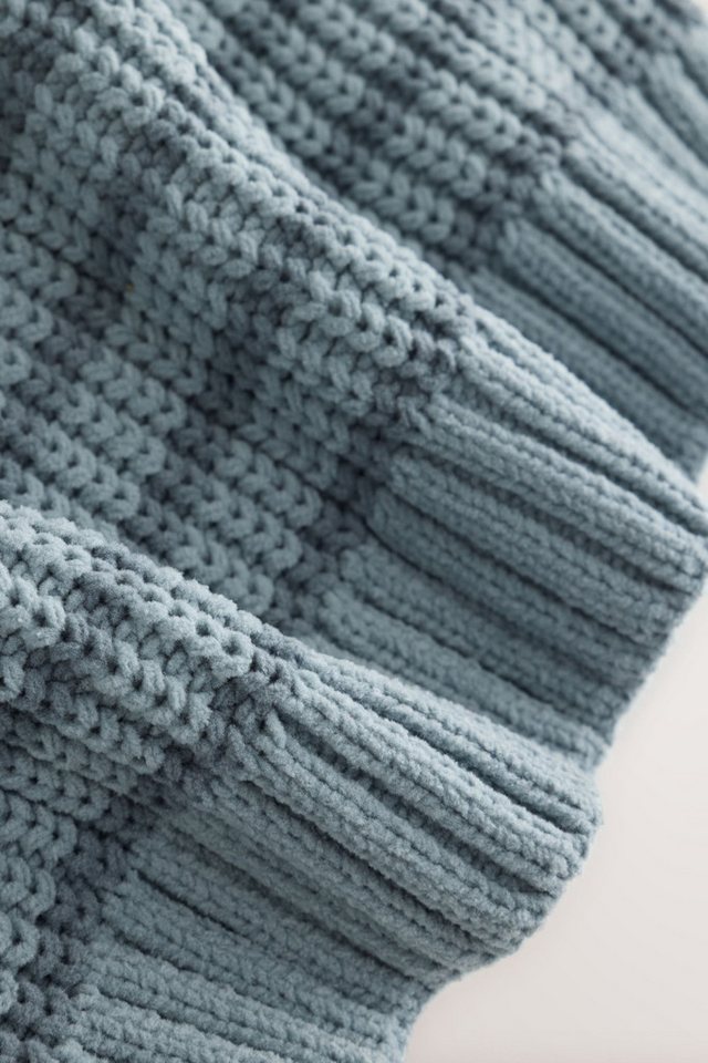Next Rundhalspullover Gestrickter Rundhalspullover mit Streifen Chenille (1-tlg) – Bild 4 von 5