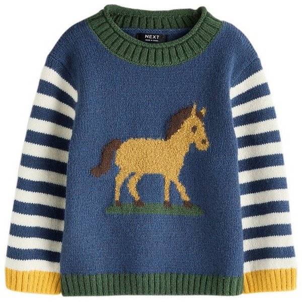 Next Rundhalspullover Strickpullover mit Rundhalsausschnitt und Motiv (1-tlg)