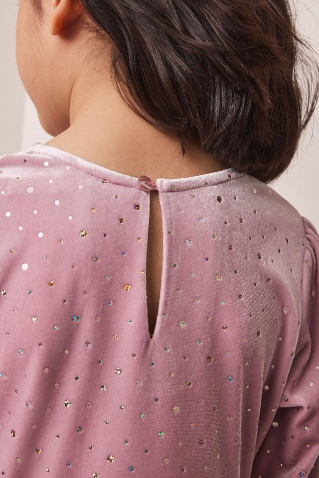 Next Samtkleid Funkelndes Kleid aus Samt mit langen Ärmeln (1-tlg) – Bild 3 von 5