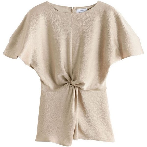 Next Satinbluse Strukturiertes Satin-Kurzarmoberteil, Zierdrehung (1-tlg)