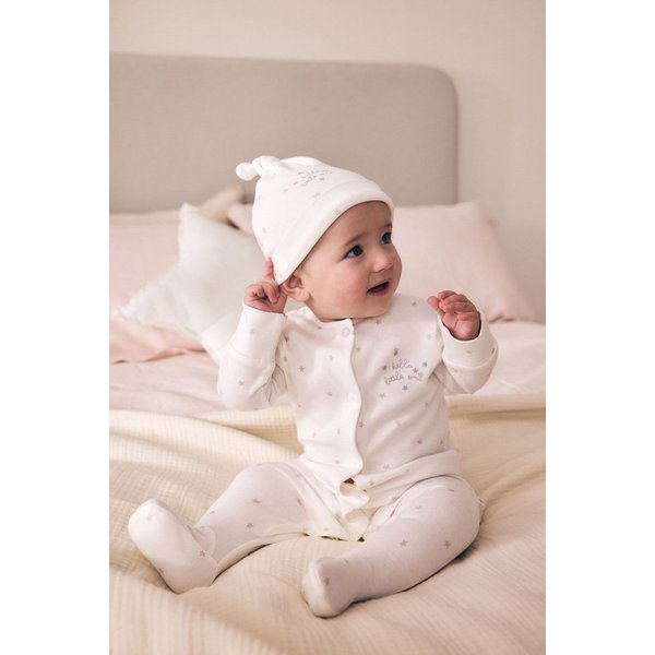 Next Schlafoverall Baby Schlafanzug, Bodysuit, Mütze und Lätzchen (4-tlg)