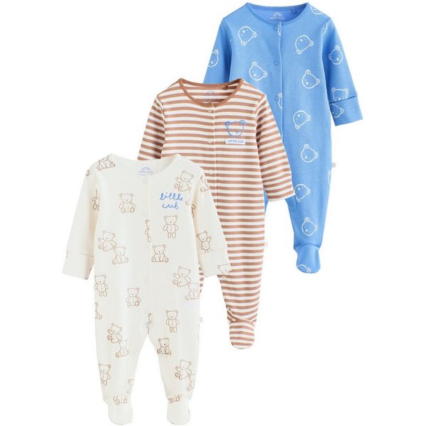 Next Schlafoverall Gerippte Babyschlafanzüge, 3er-Pack (3-tlg)