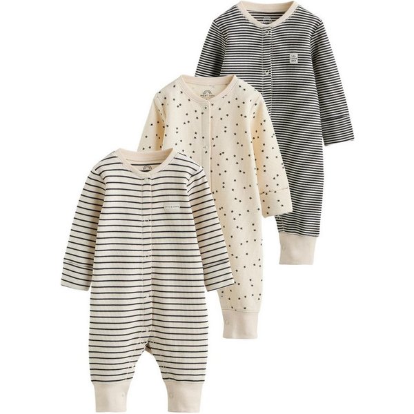 Next Schlafoverall Gerippte Babyschlafanzüge, 3er-Pack (3-tlg)
