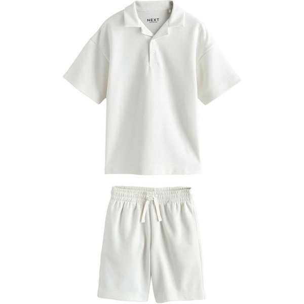 Next Shirt & Shorts Kurzärmeliges, strukturiertes Poloshirt + Shorts (2-tlg)