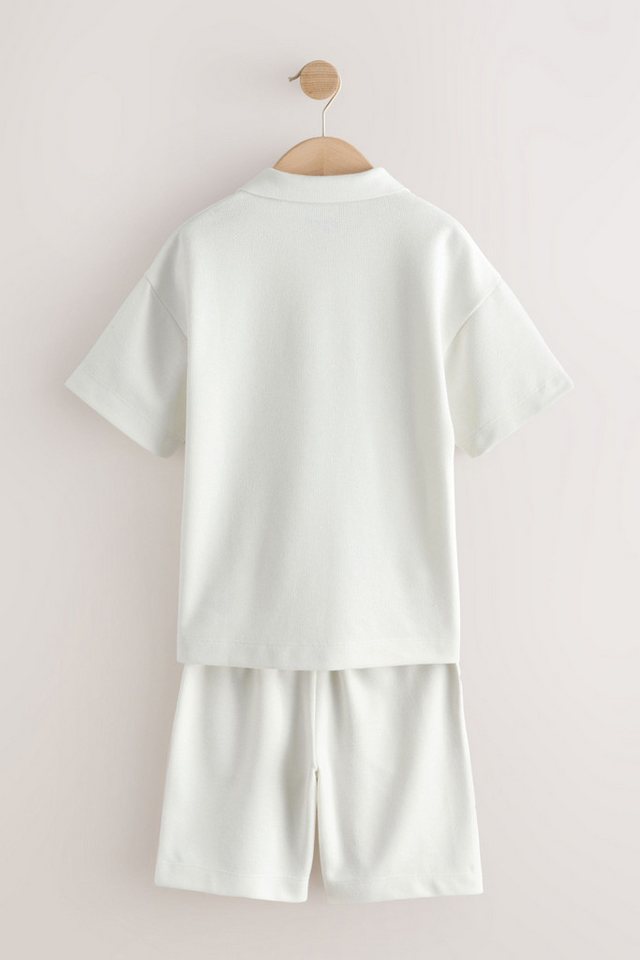 Next Shirt & Shorts Kurzärmeliges, strukturiertes Poloshirt + Shorts (2-tlg) – Bild 2 von 5