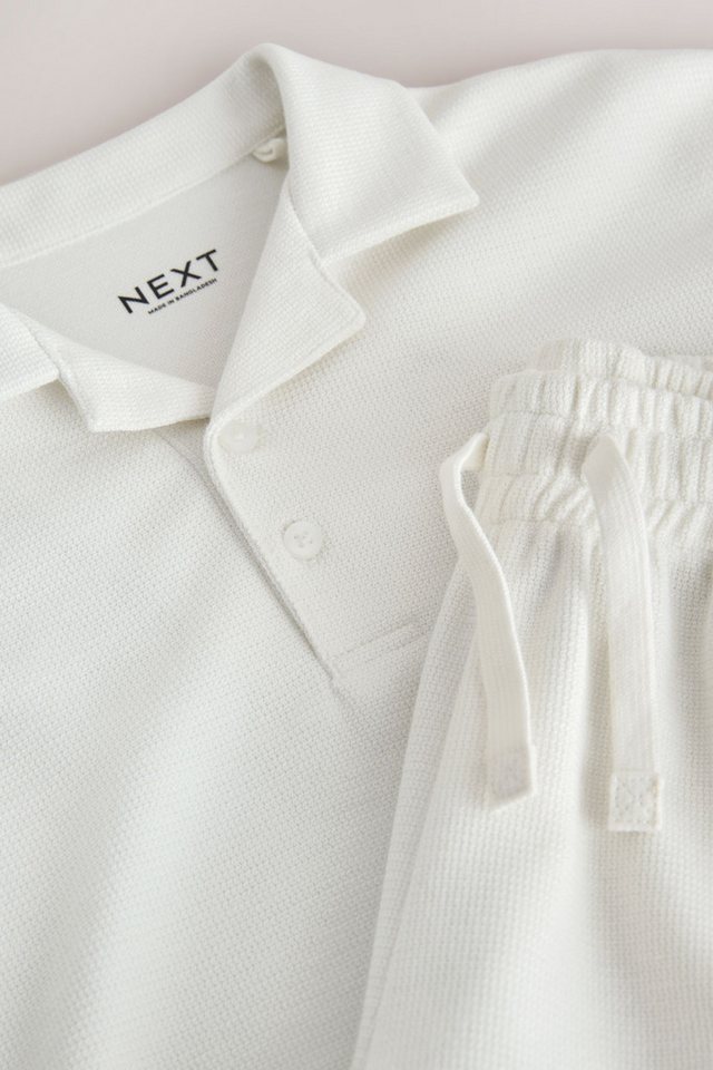 Next Shirt & Shorts Kurzärmeliges, strukturiertes Poloshirt + Shorts (2-tlg) – Bild 4 von 5
