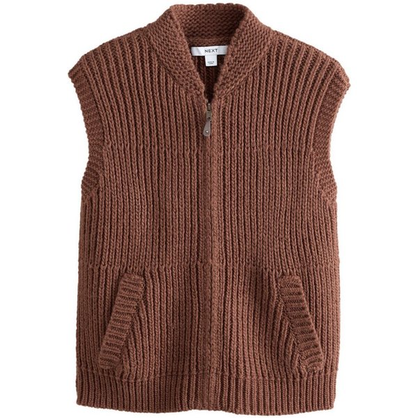 Next Steppweste Ärmellose Strickweste mit Reißverschluss + Taschen (1-tlg)