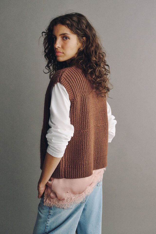 Next Steppweste Ärmellose Strickweste mit Reißverschluss + Taschen (1-tlg) – Bild 2 von 5