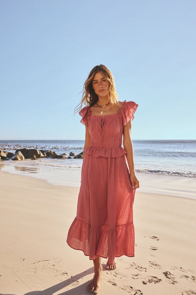 Next Strandkleid Kleid mit eckigem Ausschnitt und Flatterärmeln (1-tlg) – Bild 5 von 5