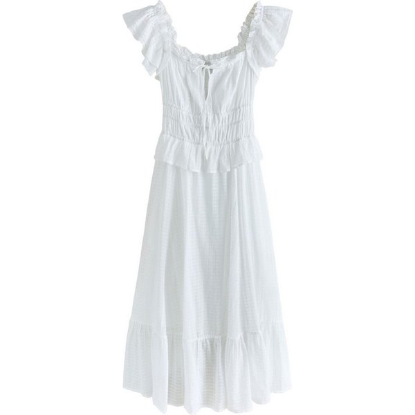 Next Strandkleid Kleid mit eckigem Ausschnitt und Flatterärmeln (1-tlg)