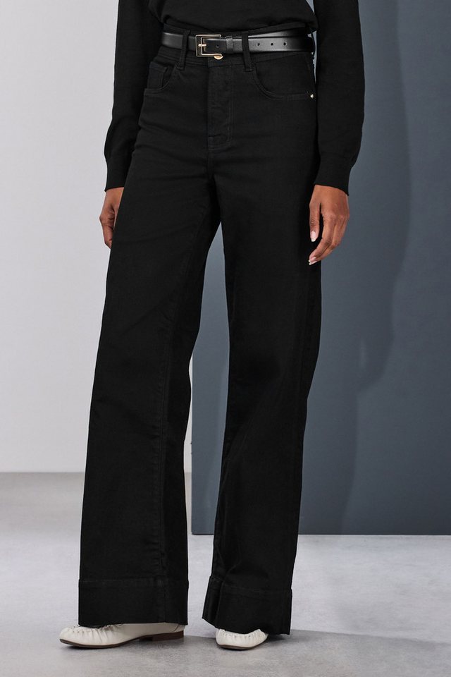 Next Stretch-Jeans Hochbund-Stretchjeans mit weitem Bein, Kurzgröße (1-tlg) – Bild 4 von 5
