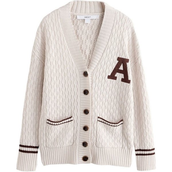 Next Strickjacke Mittellange Strickjacke mit V-Ausschnitt (1-tlg)