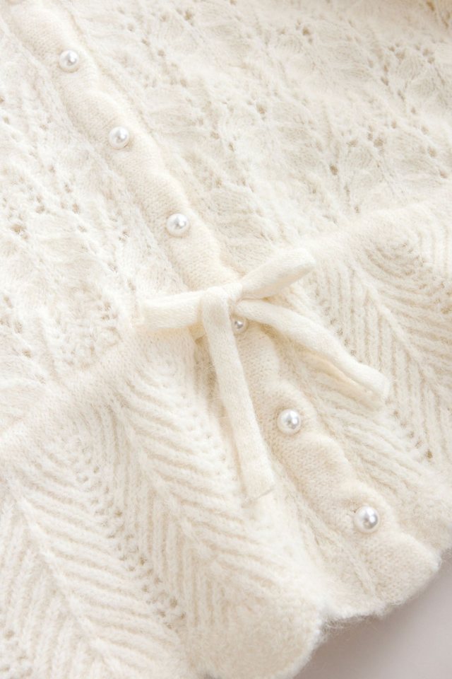 Next Strickjacke Pointelle-Strickjacke mit Bindegürtel (1-tlg) – Bild 3 von 4