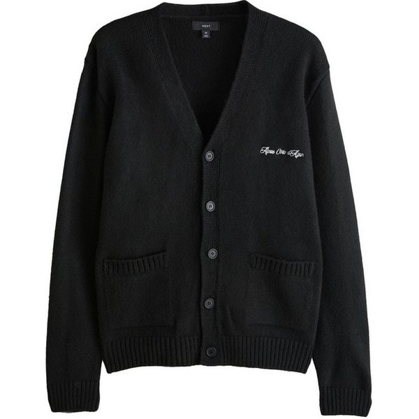 Next Strickjacke Regular Fit Strickjacke mit aufgesticktem Motiv (1-tlg)