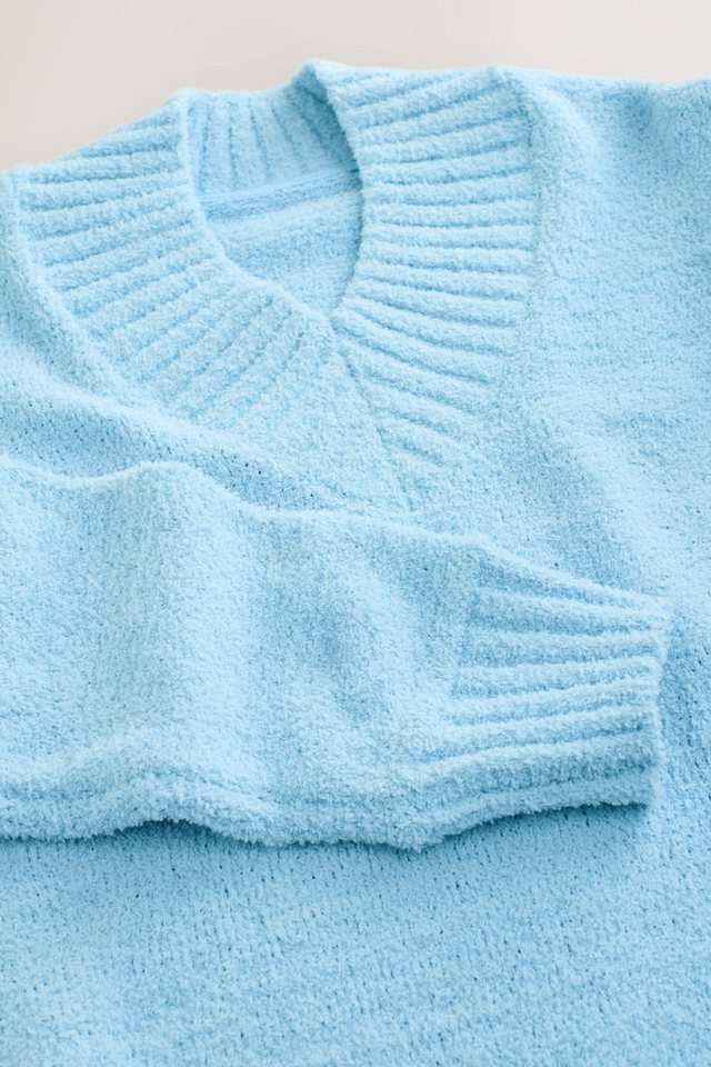 Next Strickpullover Flauschiges Teddy-Sweatshirt mit V-Ausschnitt (1-tlg) – Bild 2 von 3