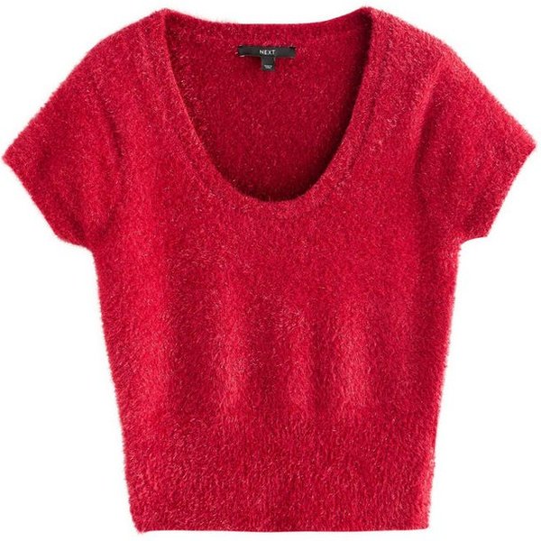 Next Strickpullover Funkelndes T-Shirt mit U-Ausschnitt (1-tlg)