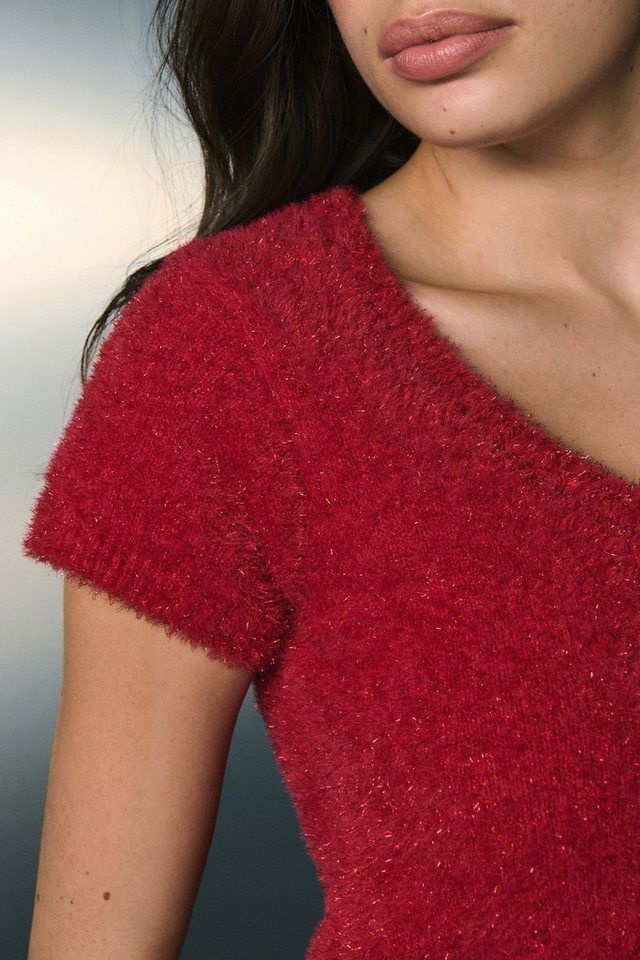 Next Strickpullover Funkelndes T-Shirt mit U-Ausschnitt (1-tlg) – Bild 4 von 5