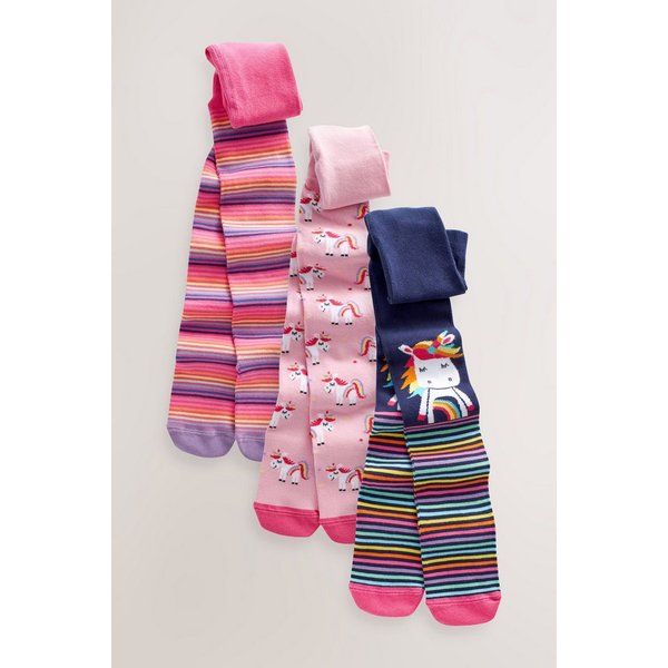 Next Strickstrumpfhose Strumpfhose Einhorn mit Baumwolle, 3er-Pack (3 St)