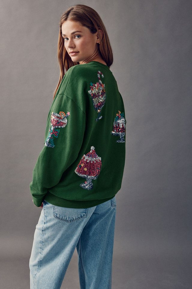 Next Sweater Sweatshirt mit Grafik, Pailletten und Stickerei (1-tlg) – Bild 2 von 5