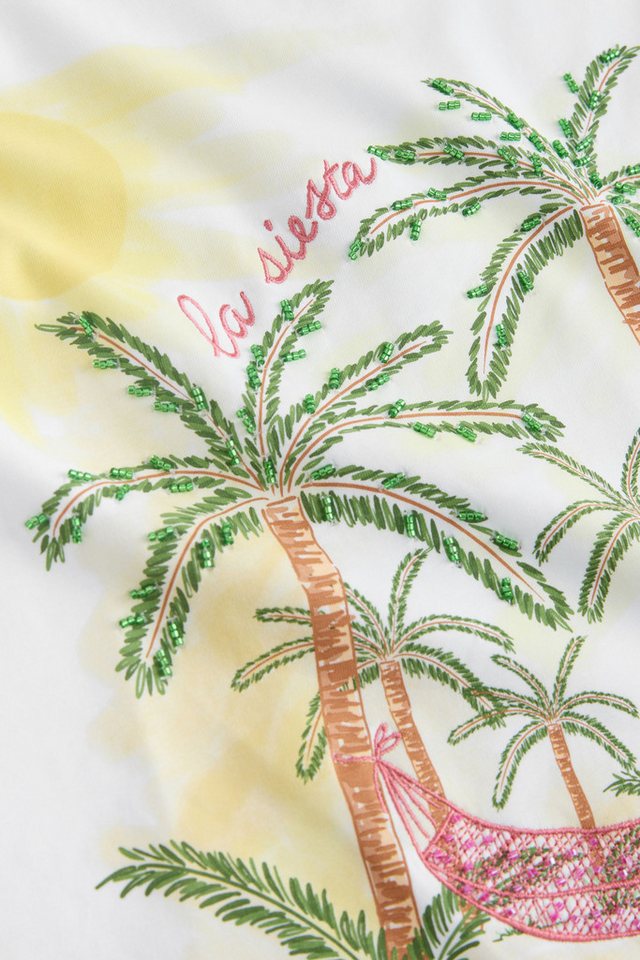 Next T-Shirt Schweres T-Shirt, bestickt und perlenbesetzt (1-tlg) – Bild 4 von 5