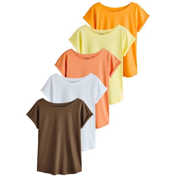 Next T-Shirt T-Shirts, V-Ausschnitt und Flügelärmel, 5er-Pack (5-tlg)