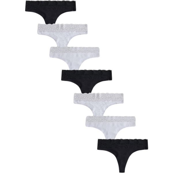 Next Tanga 7er-Pack Baumwollslips mit Spitze, Tanga (7-St)