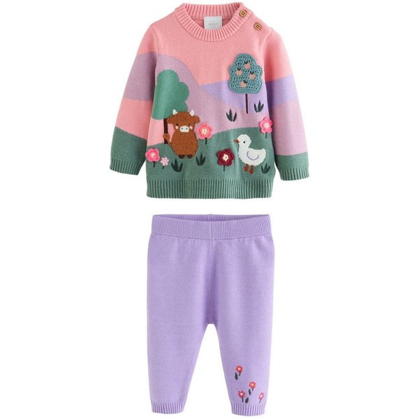 Next Top & Leggings Baby-Set: Strickpullover mit Motiv und Leggings (2-tlg)