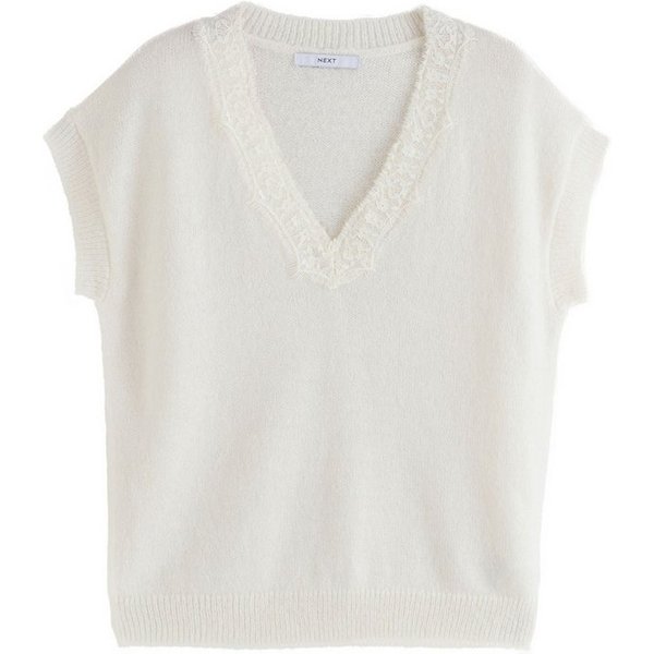 Next V-Ausschnitt-Pullover Gestricktes Tanktop mit V-Ausschnitt und Spitze (1-tlg)