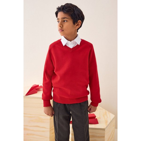 Next V-Ausschnitt-Pullover Schul-Strickpullover mit V-Ausschnitt (1-tlg)