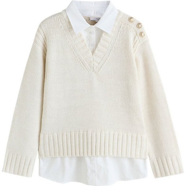Next V-Ausschnitt-Pullover Strickpullover mit V-Ausschnitt und Hemdlage (1-tlg)