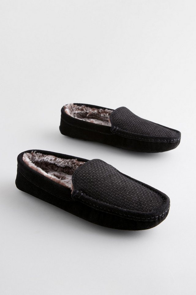 Next Veloursleder-Hausschuh mit Futter aus Kunstfell Hausschuh – Bild 2 von 5