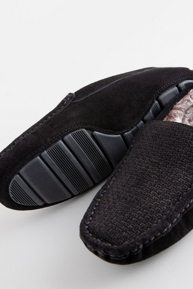 Next Veloursleder-Hausschuh mit Futter aus Kunstfell Hausschuh – Bild 5 von 5