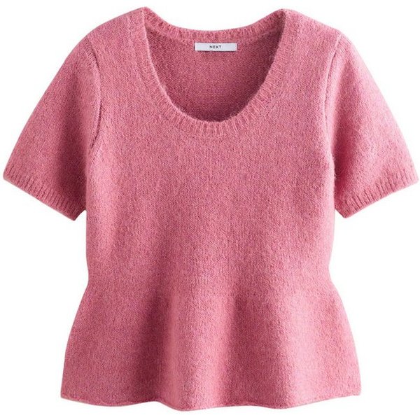 Next Vokuhila-Pullover Schößchenoberteil mit U-Ausschnitt und Alpakawolle (1-tlg)