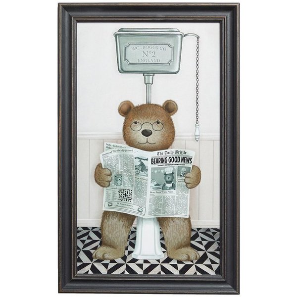 Next Wanddekoobjekt Gerahmte Wandkunst, Bertie Bär auf dem Klo