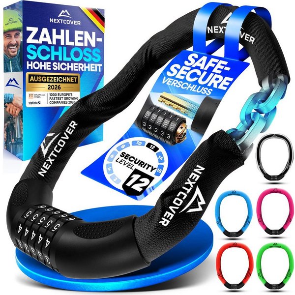 Nextcover Kettenschloss Fahrradschloss mit Zahlencode - Sicherheitsverschluss
