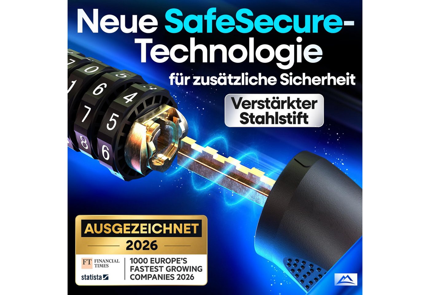Nextcover Kettenschloss Fahrradschloss mit Zahlencode - Sicherheitsverschluss – Bild 2 von 5