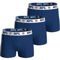 NFL Herren Boxershorts, 3er Pack - NFL Shield 3Pack Boxers, Baumwoll-Stretch, Logobund, Größe 2XL in Blau