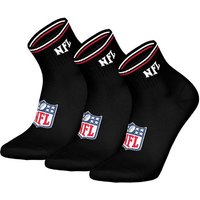 NFL Unisex Quarter-Socken, 3er Pack - NFL Shield 3Pack Quarter Socks, Logo, Streifen, Baumwollmischung, Größe 39-42 in Schwarz