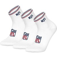 NFL Unisex Quarter-Socken, 3er Pack - NFL Shield 3Pack Quarter Socks, Logo, Streifen, Baumwollmischung, Größe 39-42 in Weiß