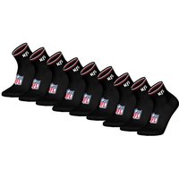 NFL Unisex Quarter-Socken, 9er Pack - NFL Shield 9Pack Quarter Socks, Logo, Streifen, Baumwollmischung, Größe 39-42 in Schwarz