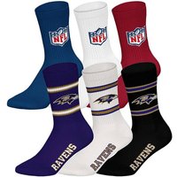 NFL Unisex Socken, 6er Pack - NFL Teams, 6Pack Crew Socks, Football, Logo, Baumwollmischung, Größe 43-46 in Bunt
