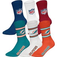 NFL Unisex Socken, 6er Pack - NFL Teams, 6Pack Crew Socks, Football, Logo, Baumwollmischung, Größe 43-46 in Bunt