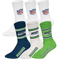 NFL Unisex Socken, 6er Pack - NFL Teams, 6Pack Crew Socks, Football, Logo, Baumwollmischung, Größe 39-42 in Weiß
