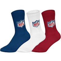 NFL Unisex Socken, 3er Pack - NFL Shield 3Pack Crew Socks, Logo, Baumwollmischung, Größe 43-46 in Blau