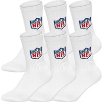NFL Unisex Socken, 6er Pack - NFL Shield 6Pack Crew Socks, Logo, Polyester-Baumwollmischung, Größe 43-46 in Weiß