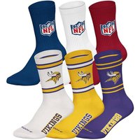 NFL Unisex Socken, 6er Pack - NFL Teams, 6Pack Crew Socks, Football, Logo, Baumwollmischung, Größe 39-42 in Bunt