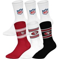 NFL Unisex Socken, 6er Pack - NFL Teams, 6Pack Crew Socks, Football, Logo, Baumwollmischung, Größe 39-42 in Weiß